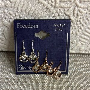 Freedom Silver and Gold Tone Earrings Set